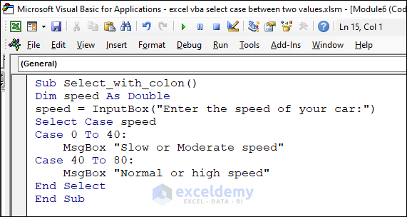 Code of Select Case with Colon