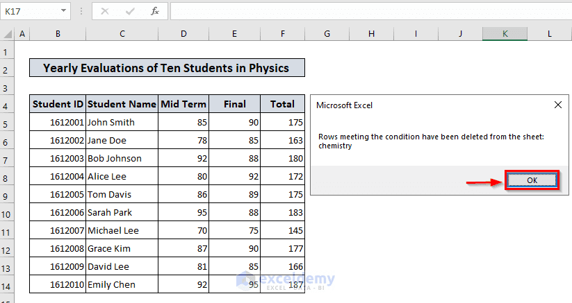 Output of Delete Row in Another Sheet When Condition Met