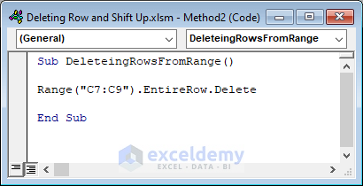 VBA code to delete rows from a specified range of cells