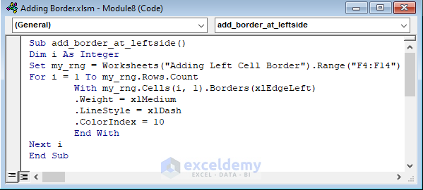 Excel VBA Border