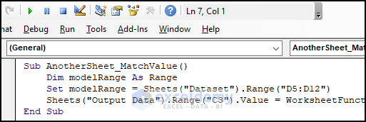 Code for Finding Matching Value in Column in Another Worksheet