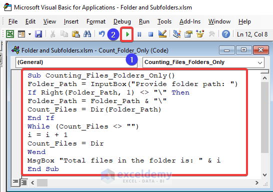 VBA code to count file from folders only