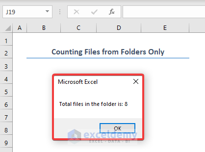 Overview of counting files from folders only