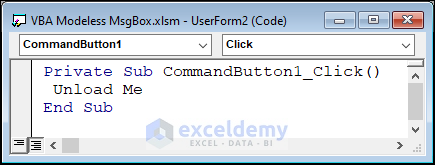 click event of command button of userform