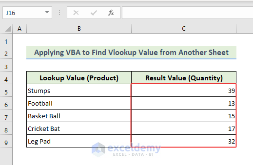The VLookup results are indicated in the following image.