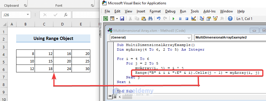 Use of Range object in VBA for assigning values to array