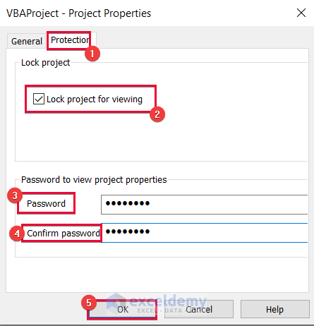 Assigning Password to VBA Project