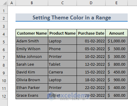 Setting Theme Color in a Range