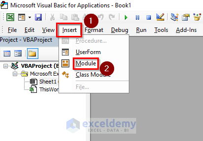Inserting Module Inside the Visual Basic Window