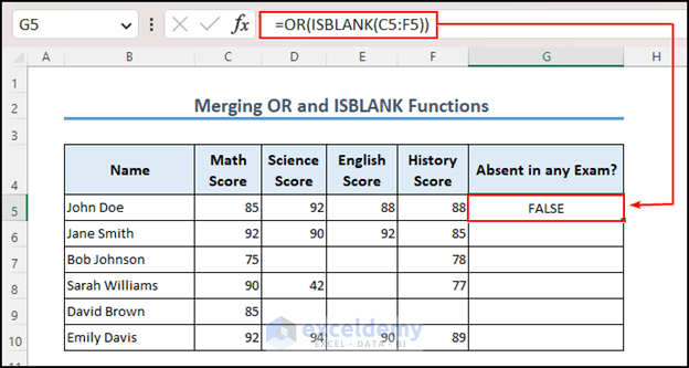 Merging OR and ISBLANK Functions in Excel