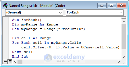VBA Code to Loop Through a Named Range with a For Each Loop