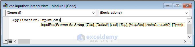 Arguments of Application.InputBox Method
