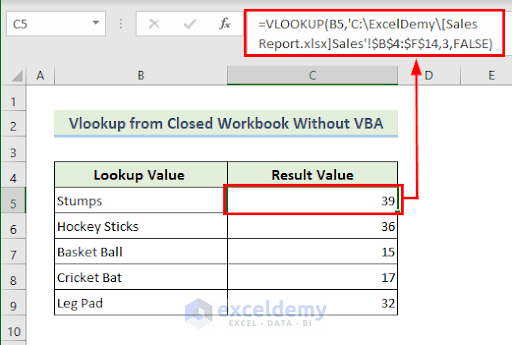 How to Vlookup from Another Workbook Without VBA in Excel