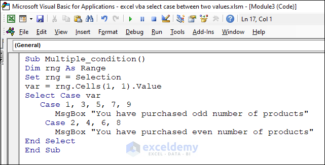 Code of Select Multiple Condition