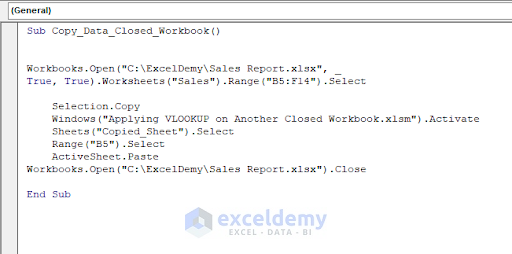 Code to Get Data from Another Workbook in Excel Without Opening Incorporating VBA