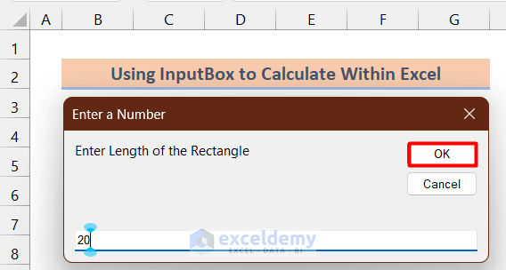 InputBox asking for entering the length of Rectangle