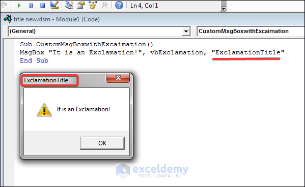Overview of Exclamation MsgBox