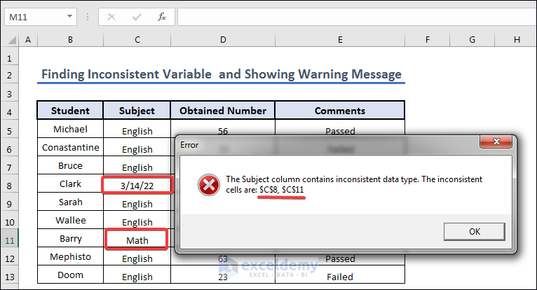 Overview image of Showing Error Message When Inconsistent Variable found in Dataset