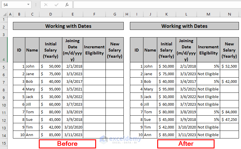 Before-After Scenario of Working with Dates