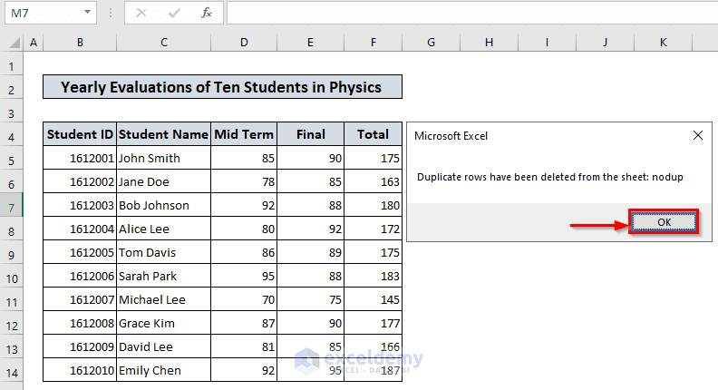 Output of Delete Duplicate Rows in Another Sheet