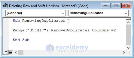 Use Remove Duplicates property to delete duplicate rows