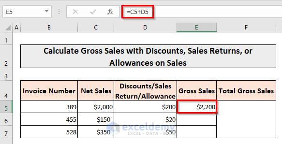 Calculating Gross Sales for Invoice 389