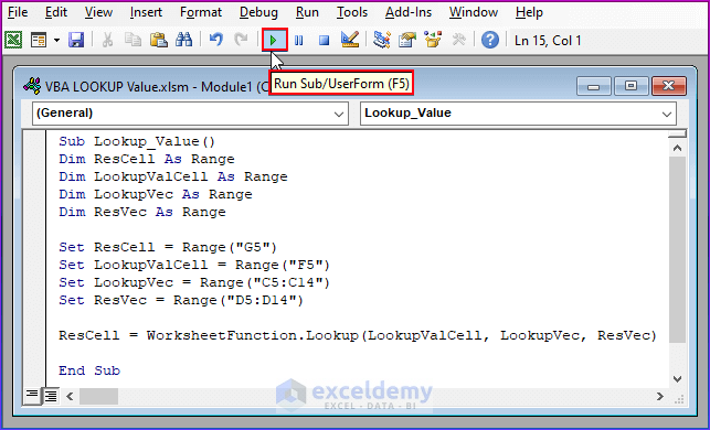 Using Excel VBA WorksheetFunction to Lookup Value in Range