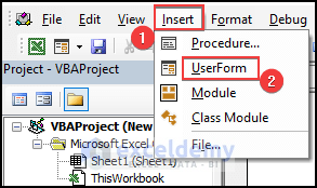 Inserting UserForm to create inputbox with password mask in Excel VBA 