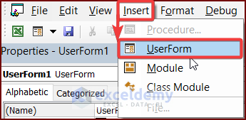 Selecting New UserForm Module
