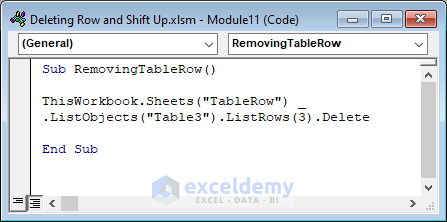 Apply ListObjects and ListRows property to remove rows from table