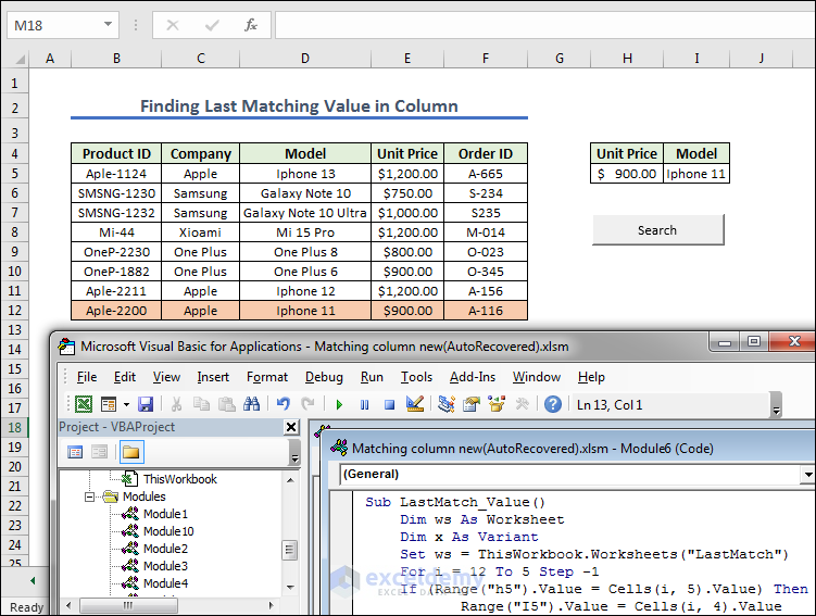 Overview of Finding Last Matching Value in Column