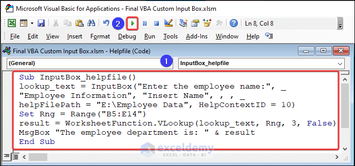 VBA code to include Helpfile inside the Input Box