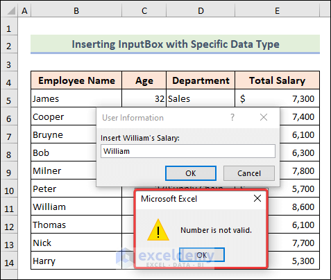 Overview of Inserting Input Box with Specific Data Type