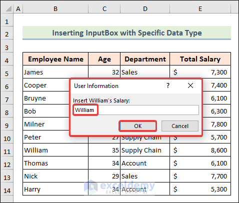Insertion of text value to search among the data table