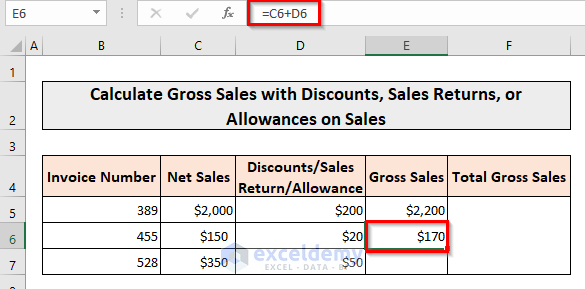 Calculating Gross Sales for Invoice 455