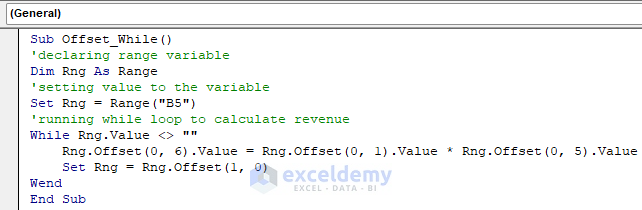 Excel VBA Code with Offset Function in While Loop
