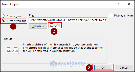 selecting file and creating link to powerpoint
