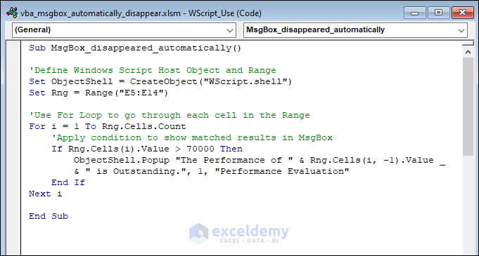 VBA with Windows Script Host Object to Disappear MsgBox Automatically