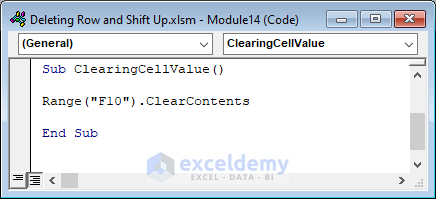 Use ClearContents property to remove cell value
