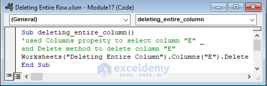 VBA Code to Delete Entire Column