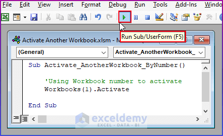 Activate Another Workbook by Number in Excel VBA