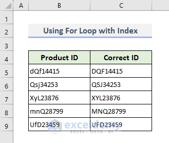 Using For loop with index