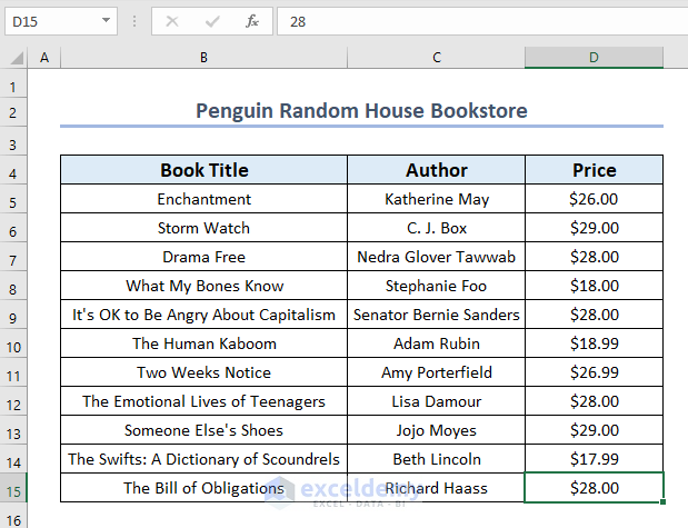 Dataset of Penguin Random House Bookstore