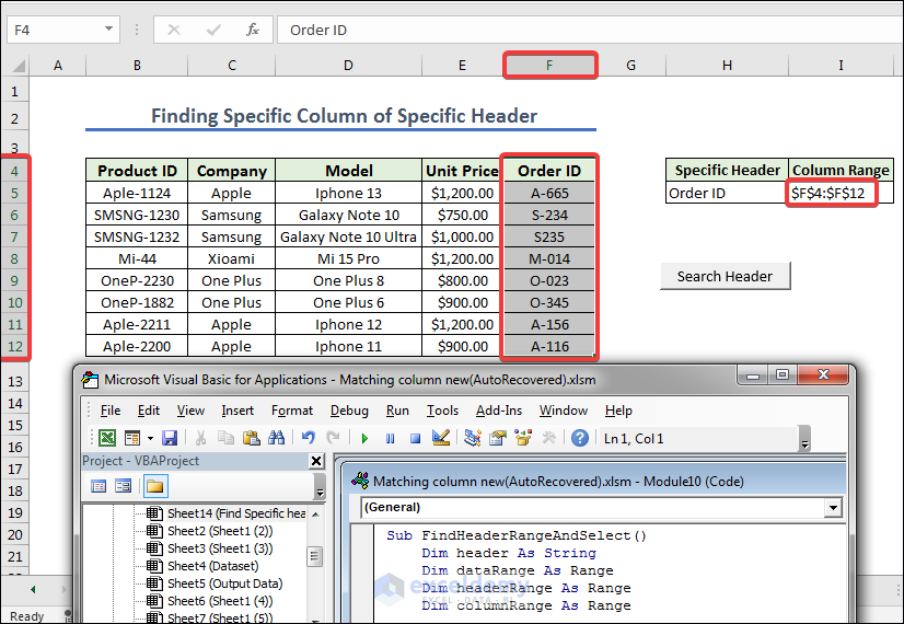Overview of How to Find Specific Column of Specific Header