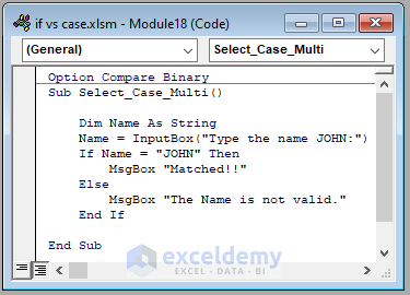 If Statement Code Image of Case-Sensitive Operation