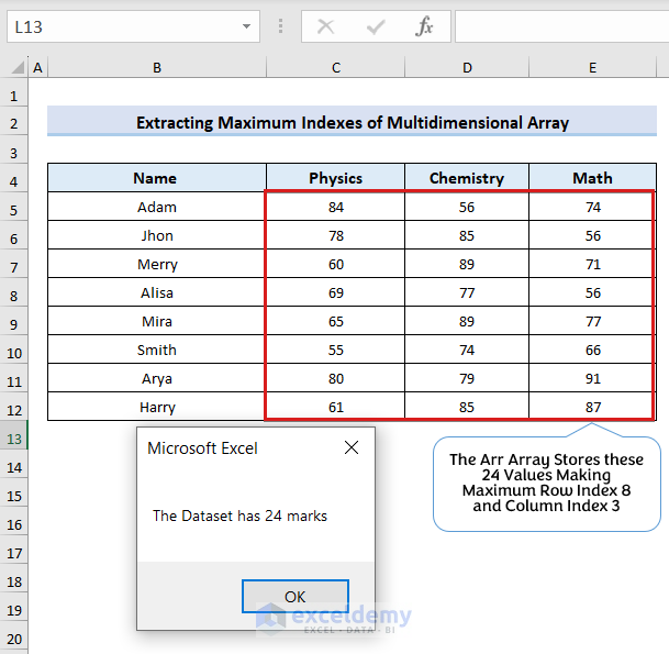 Displaying Number of Array Element in MsgBox