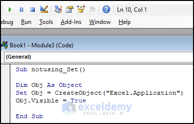 Correct Code for Object Required Error for Not Using Set When We Assign An Object Reference