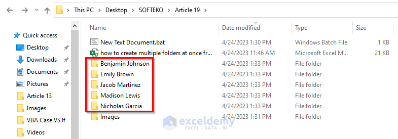How to Create Multiple Folders at Once from Excel - ExcelDemy