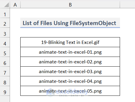 List of Files of Selected Folder