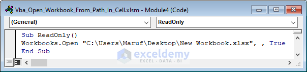 VBA Code to Open Workbook in Read-only Mode